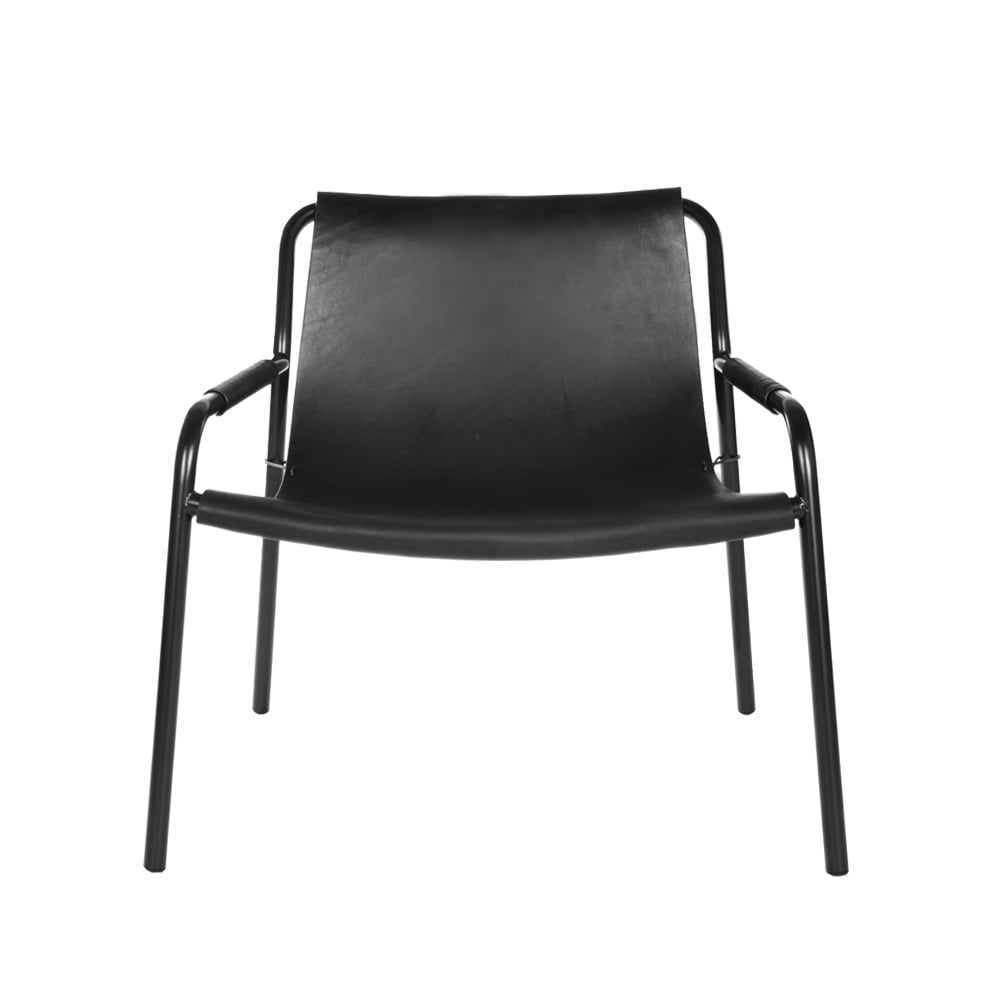 OX Denmarq September lounge chair leather black. black laquered  steelstand