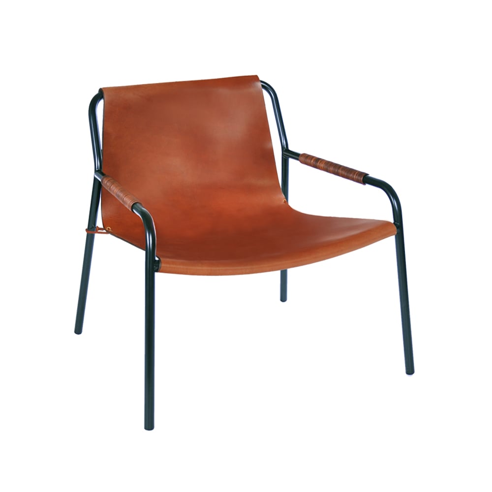 OX Denmarq September lounge chair leather cognac. black laquered  steelstand