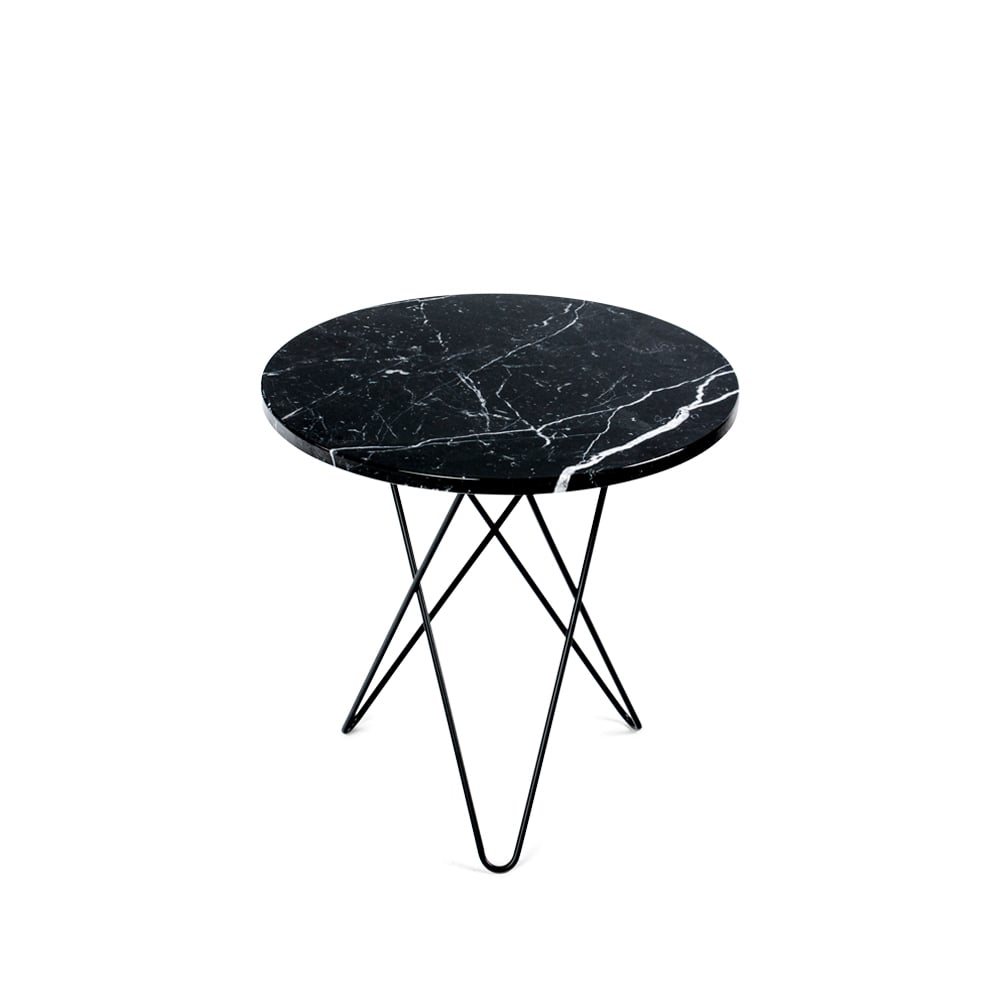 OX Denmarq Tall Mini O Table coffee table Marble black. black laquered stand