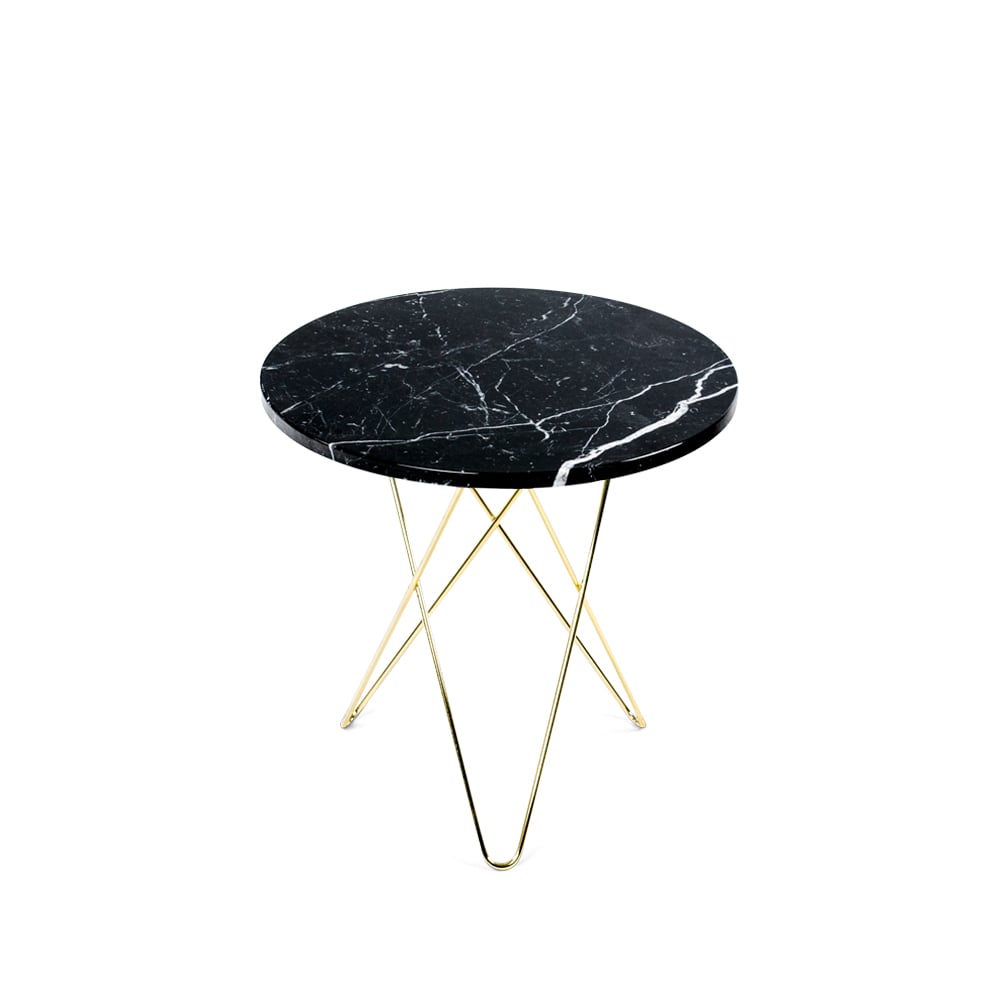 OX Denmarq Tall Mini O Table coffee table Marble black. brass stand