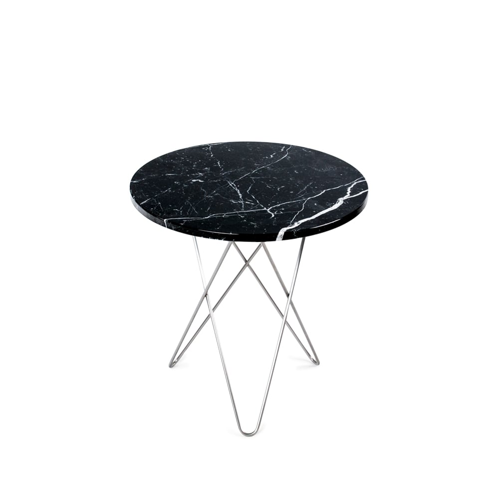 OX Denmarq Tall Mini O Table coffee table Marble black. stainless steel stand