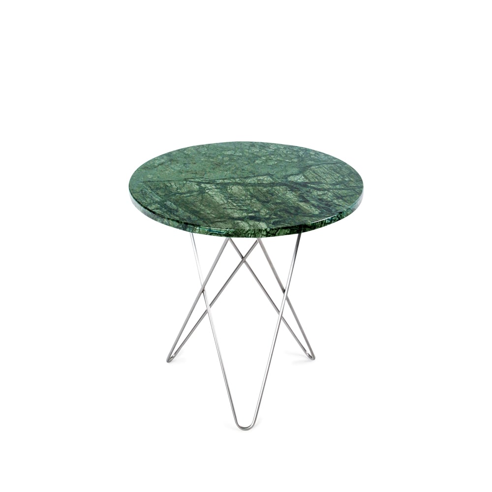 OX Denmarq Tall Mini O Table coffee table Marble green. stainless steel