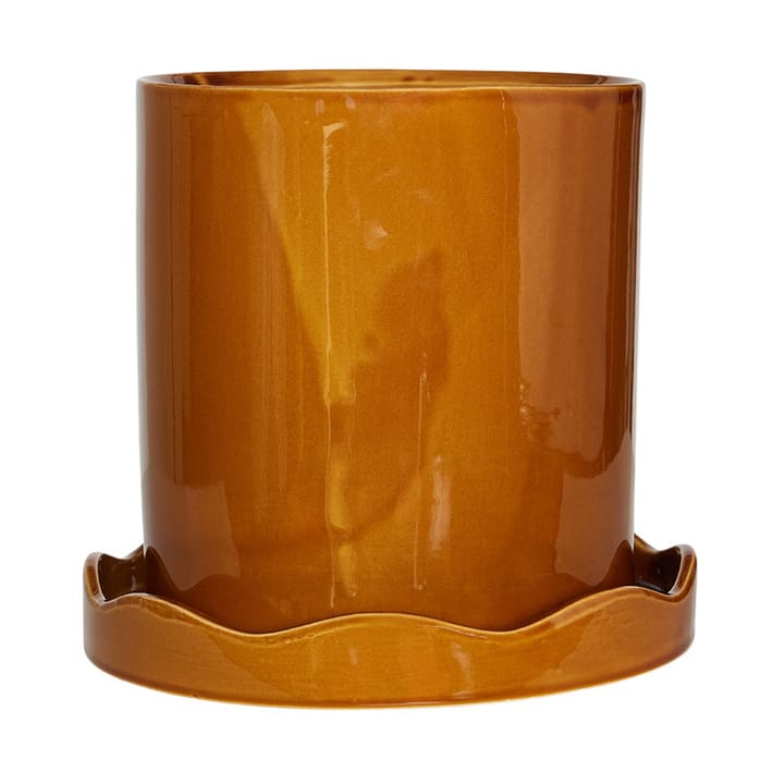 Nami pot with saucer Ø21.5 cm medium - Amber - OYOY