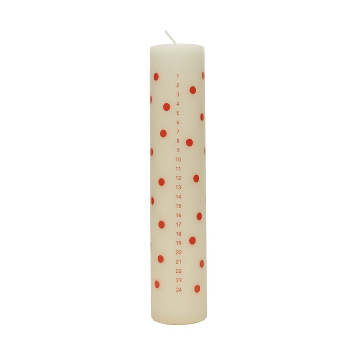 Polka calendar candle - Offwhite-red - OYOY