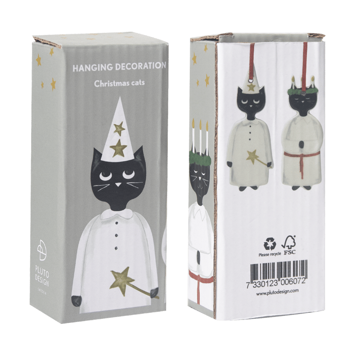 Christmas cats ornament 2 pieces, Black-white Pluto Design