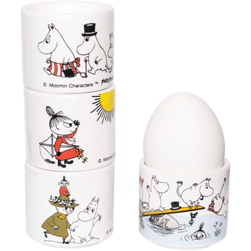 Moomin colour egg cup 4 pieces - White with motif - Pluto Design