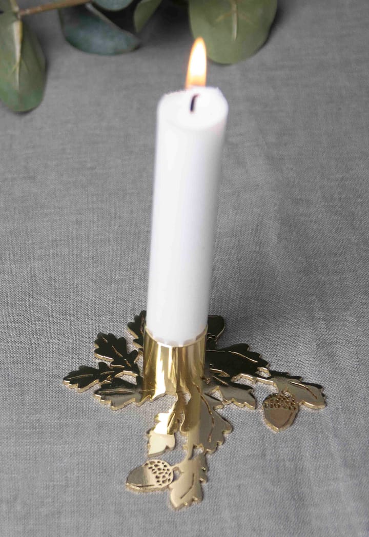 Oak candle holder, Gold Pluto Design