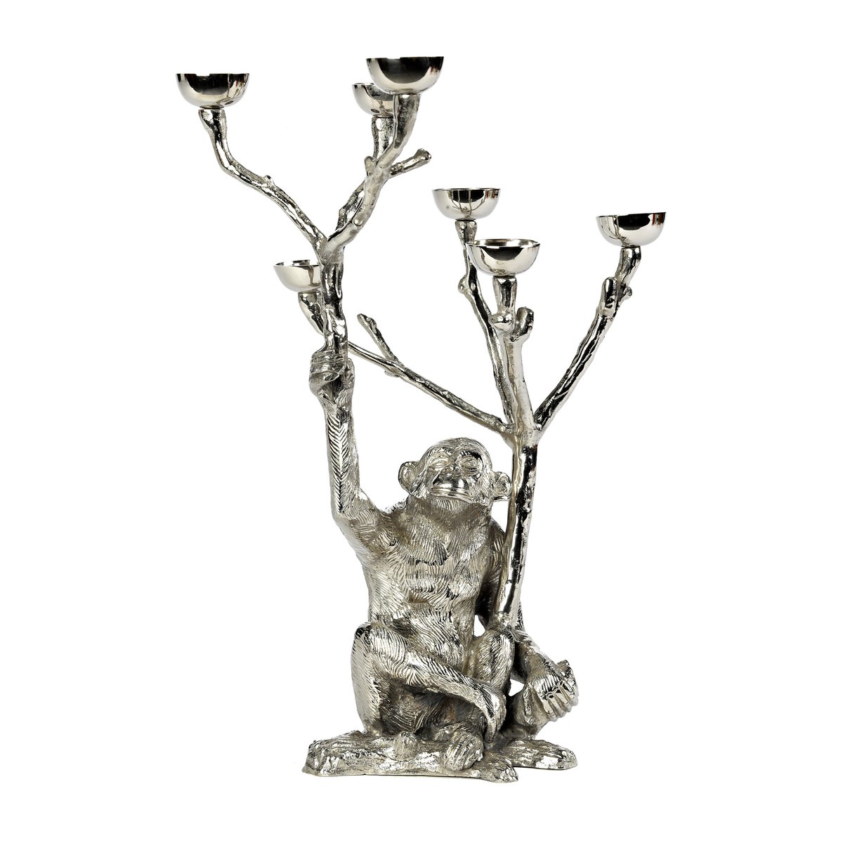 POLSPOTTEN Monkey candlestick 40 cm Silver