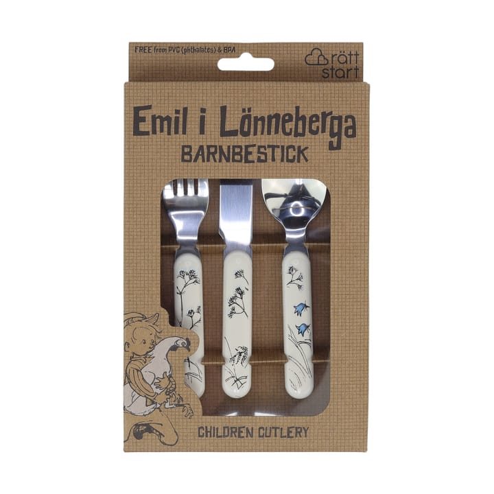 Emil i Lönneberga children's cutlery 3 pieces, White Rätt Start