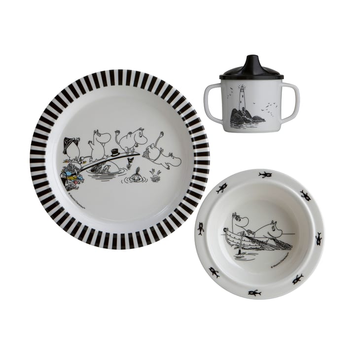 Mumin Water & Bath children's dinnerware set 3 pieces - Black-white - Rätt Start