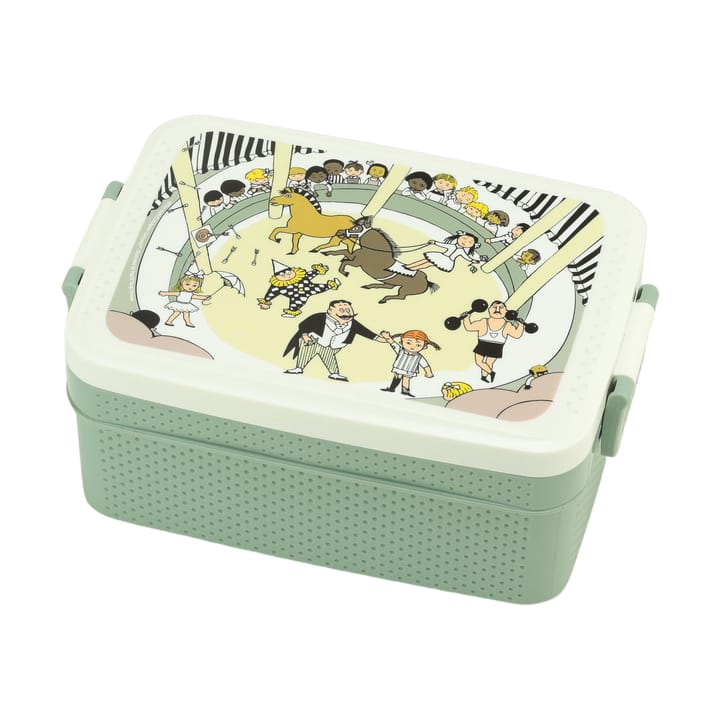 Pippi Cirkus lunch box 8x18.5 cm - Green-white - Rätt Start