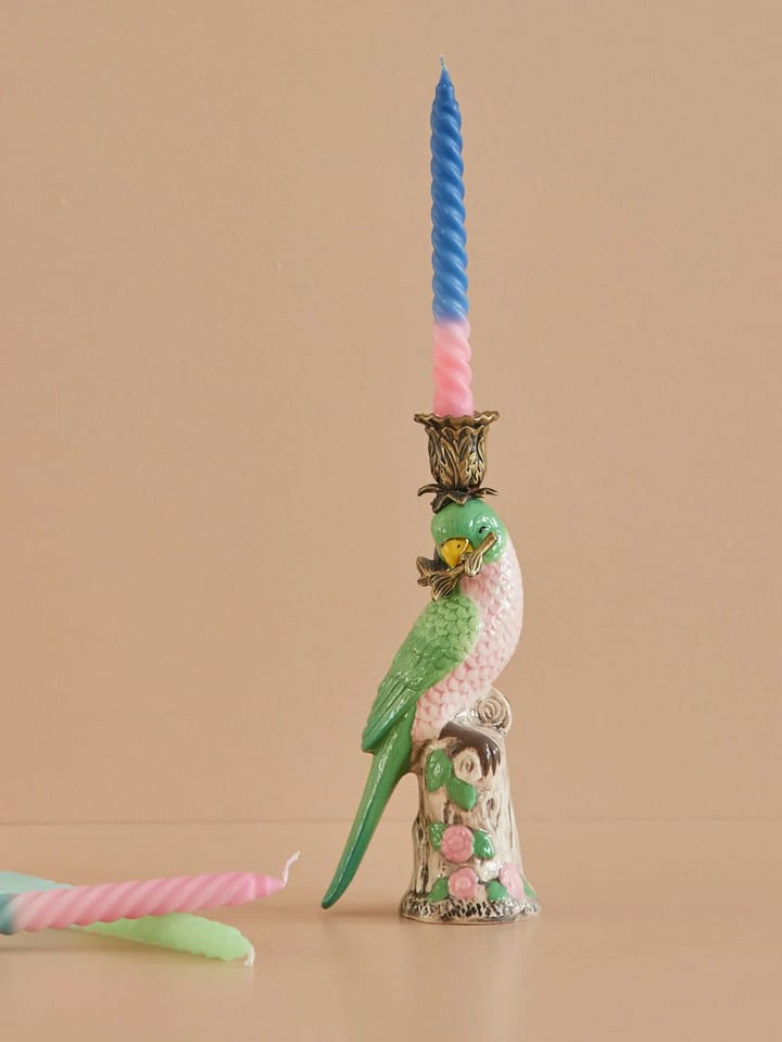 Rice candle sticks- bird 23 cm, Green RICE