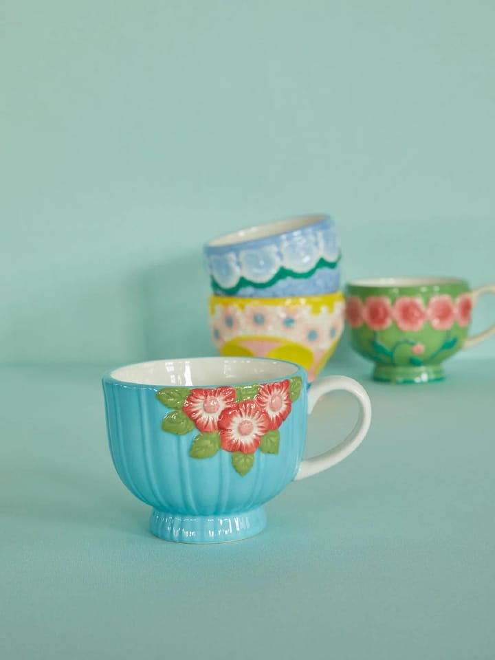 Rice Embossed Flower ceramic mug 30 cl, Mint RICE