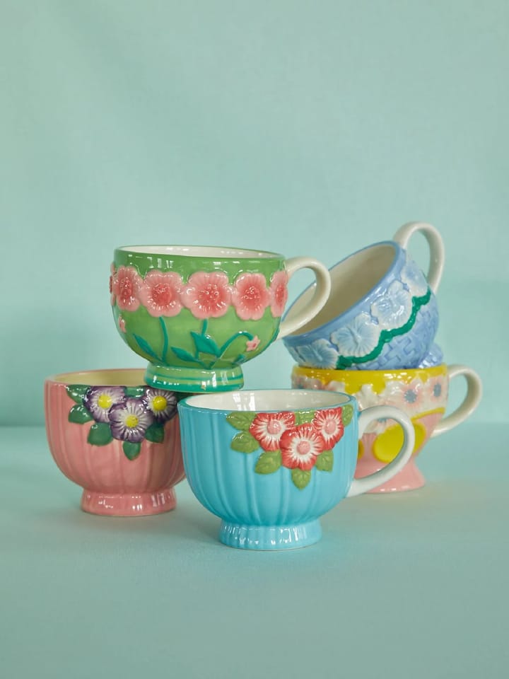 Rice Embossed Flower ceramic mug 30 cl, Mint RICE