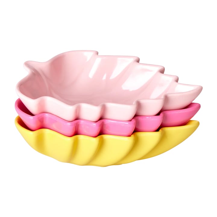 Rice Leaf serving bowl melamin 3 pieces, Pink-yellow-fuchsia RICE