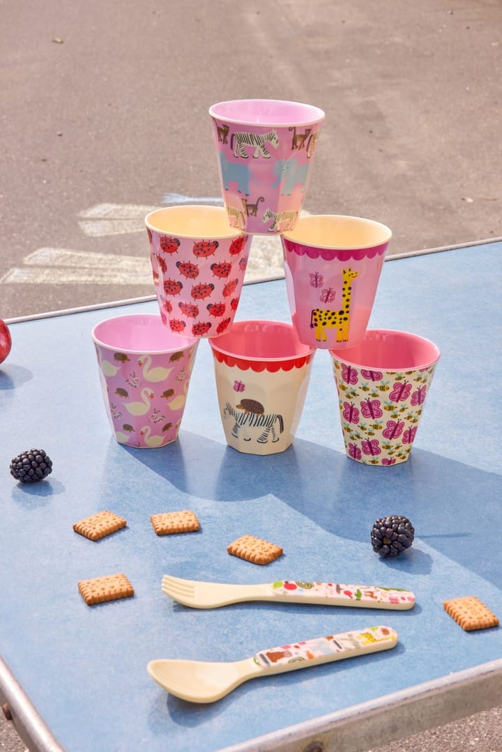 Rice melamine cup small 6-pack, Wildlife pink RICE