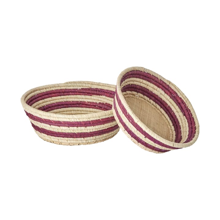 Rice raffia bread basket 2 pieces - Aubergine - RICE