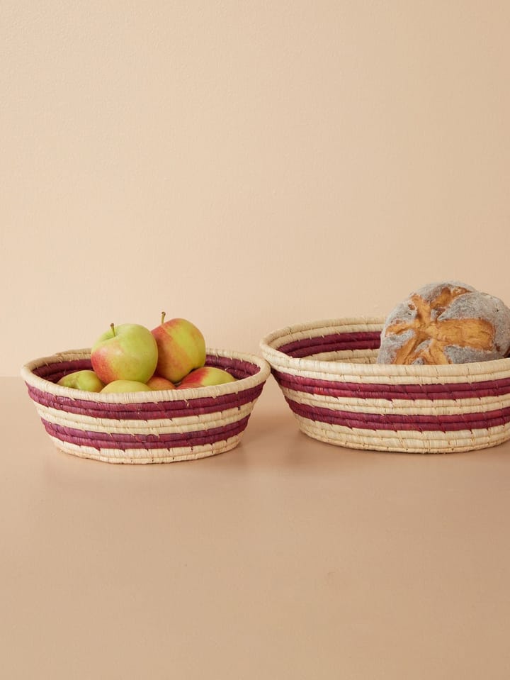 Rice raffia bread basket 2 pieces - Aubergine - RICE