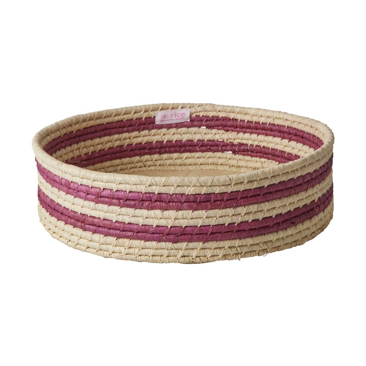 Rice raffia round storage basket large - Aubergine - RICE