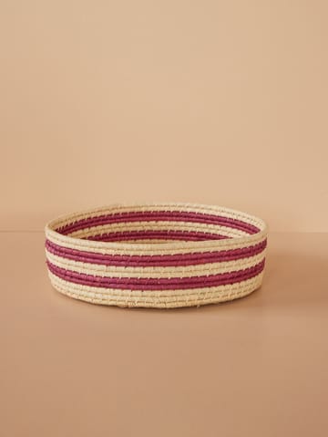 Rice raffia round storage basket large - Aubergine - RICE