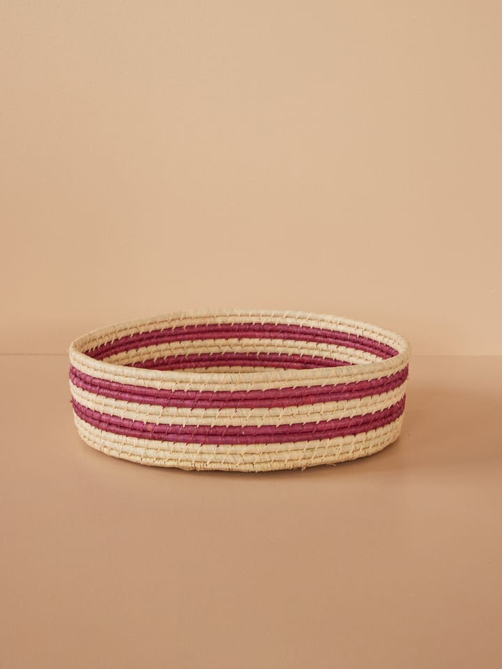 Rice raffia round storage basket large - Aubergine - RICE