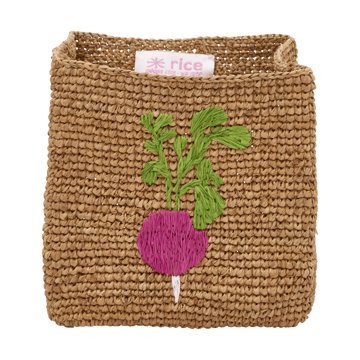 Rice raffia storage basket 2 pieces - Radish Embroidery-Tea - RICE