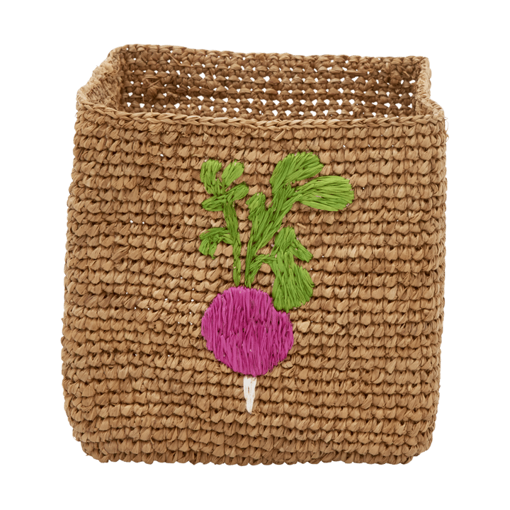 Rice raffia storage basket 2 pieces - Radish Embroidery-Tea - RICE