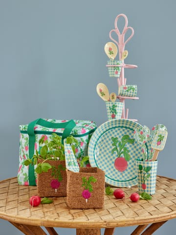 Rice raffia storage basket 2 pieces - Radish Embroidery-Tea - RICE