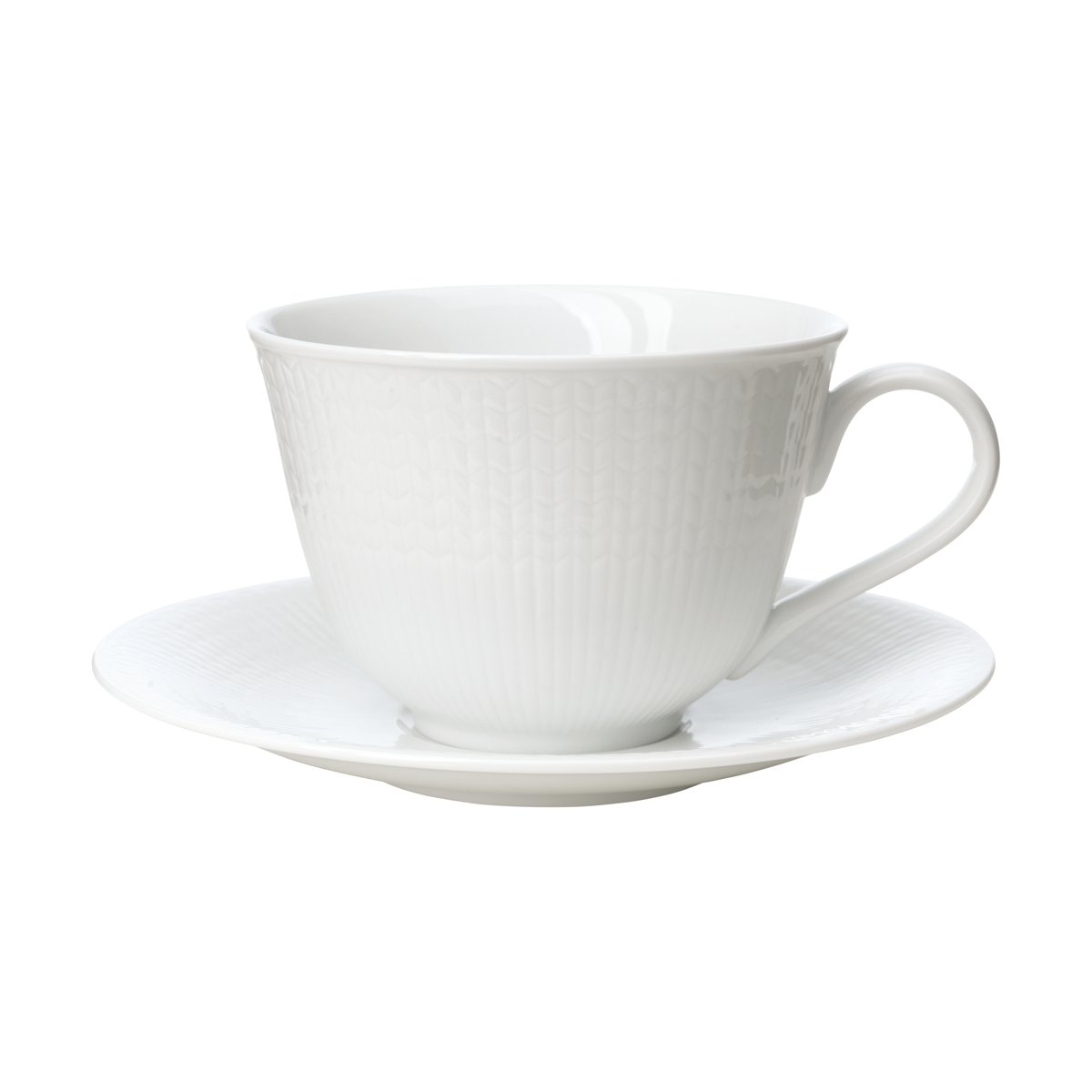 Rörstrand Swedish Grace cup with saucer 45 cl Snow | Scandinavian Design | Coffee cups | White