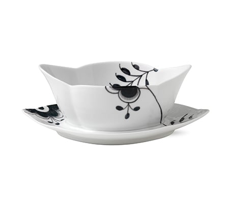 Royal Copenhagen Black Fluted mega sauce bowl with saucer 55 cl