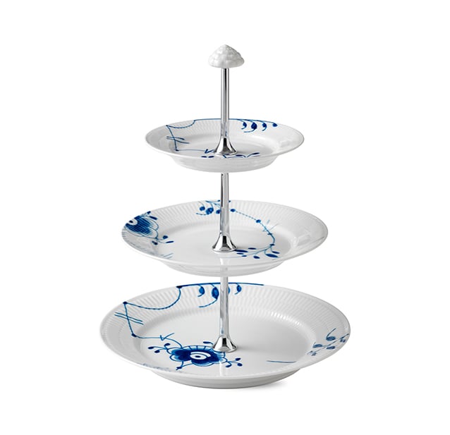 Royal Copenhagen Blue Fluted Mega 3 tier cake stand 35 cm