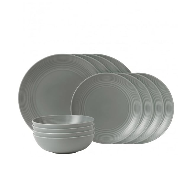 Royal Doulton Maze plate set 12 pieces dark grey