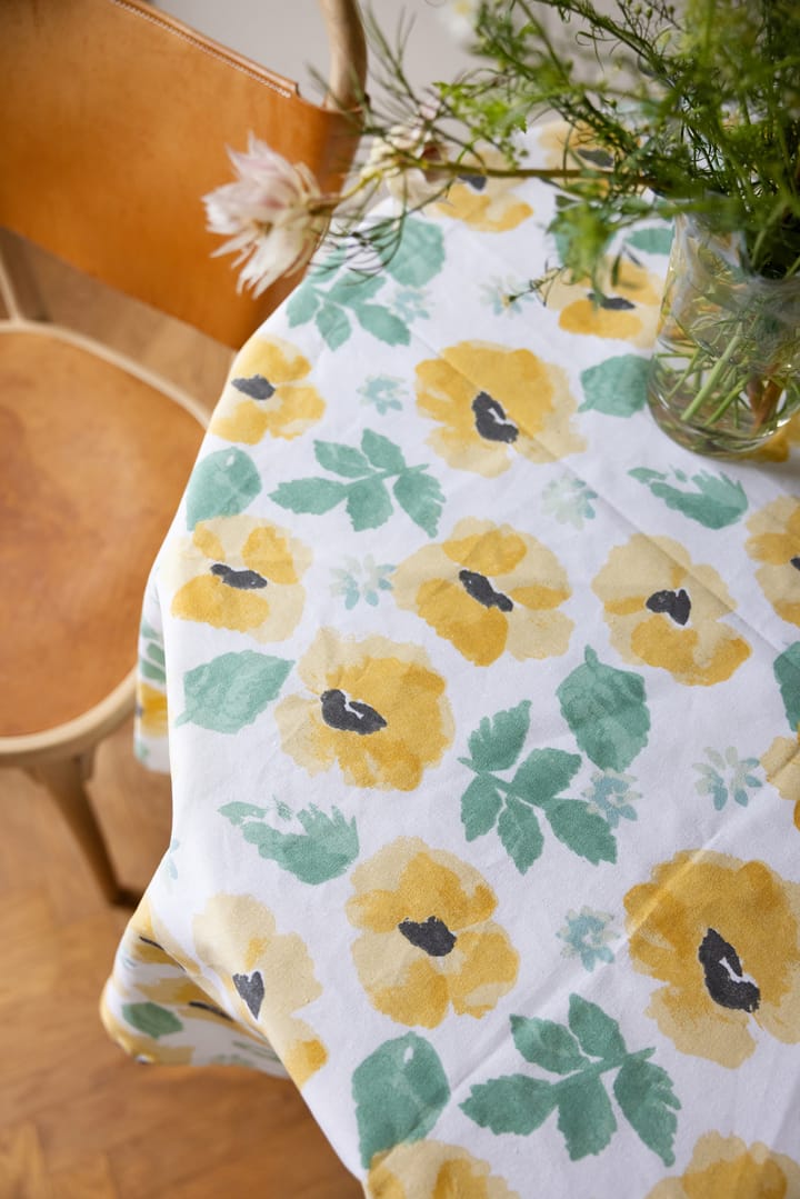 Eden waxed tablecloth Ø180 cm, Yellow Sagaform