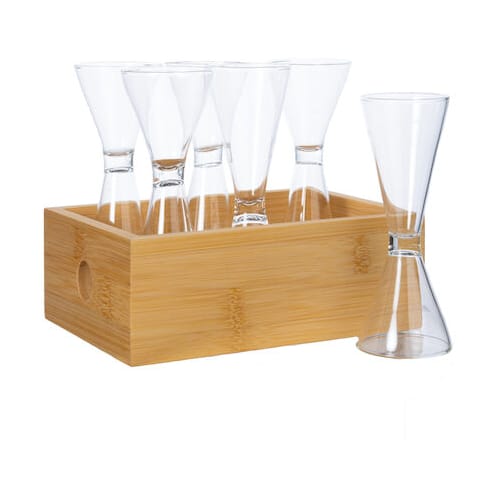 Nature shot glasses in bamboo box 6-pack 4 cl - Bamboo Clear - Sagaform