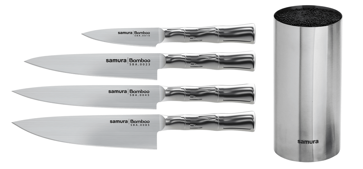 Samura Bamboo knife set 4 knives-1 knife block Stainless steel