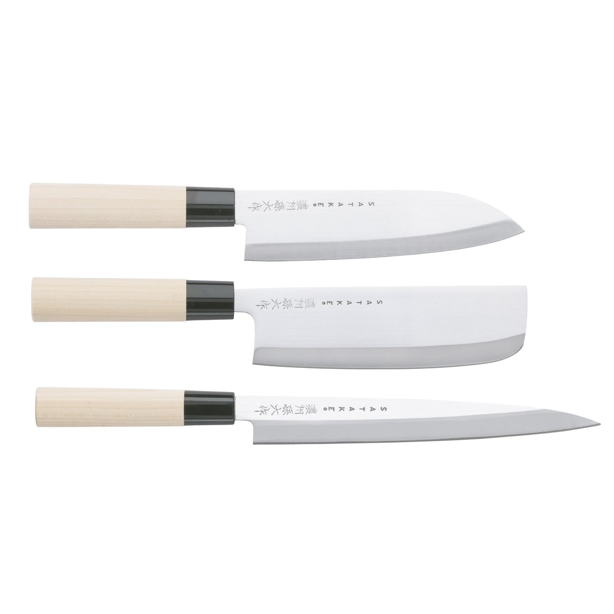 Satake Satake Houcho knife set nakiri, sashimi & santoku 3 pieces