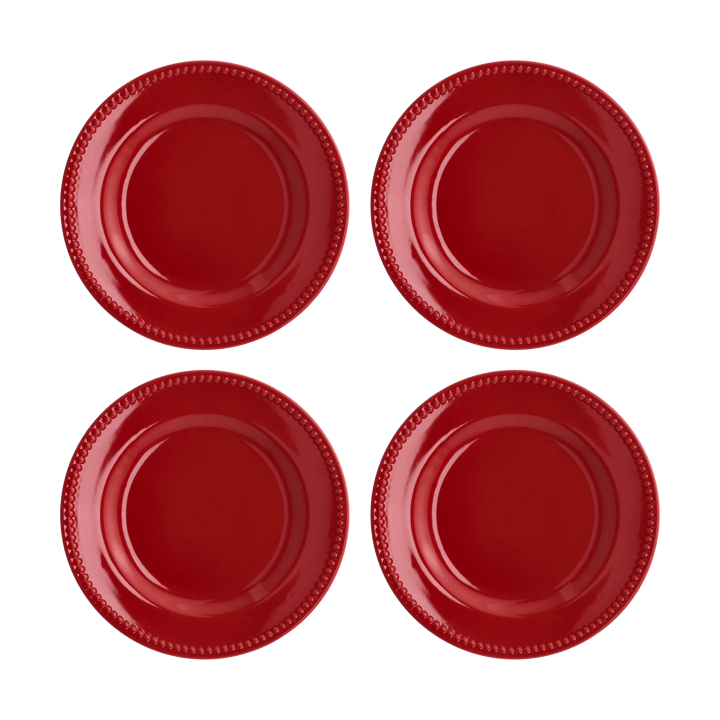 Dots small plate 22 cm 4-pack - Red - Scandi Living