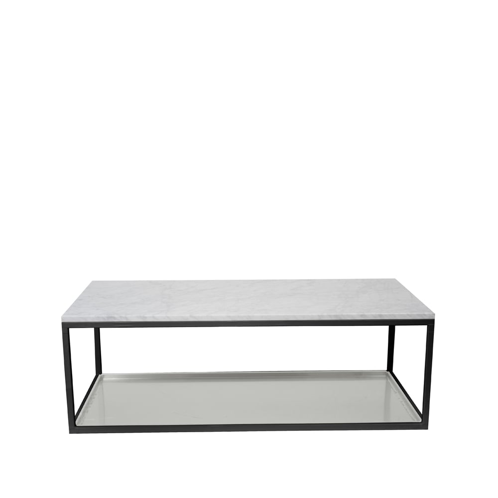 Scherlin Coffee table 11 Marble white, black lacquered stand, zinc plate