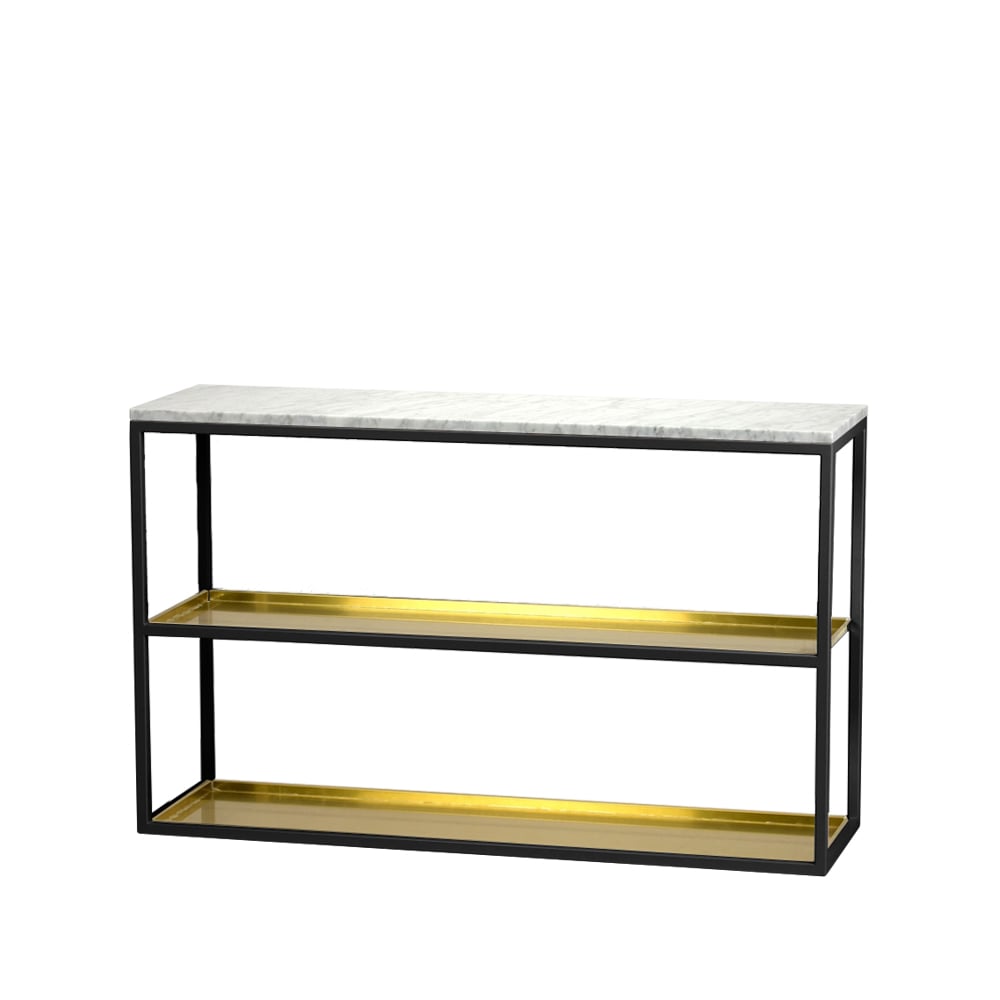 Scherlin Console table 11 Marble white, black lacquered stand with shelf