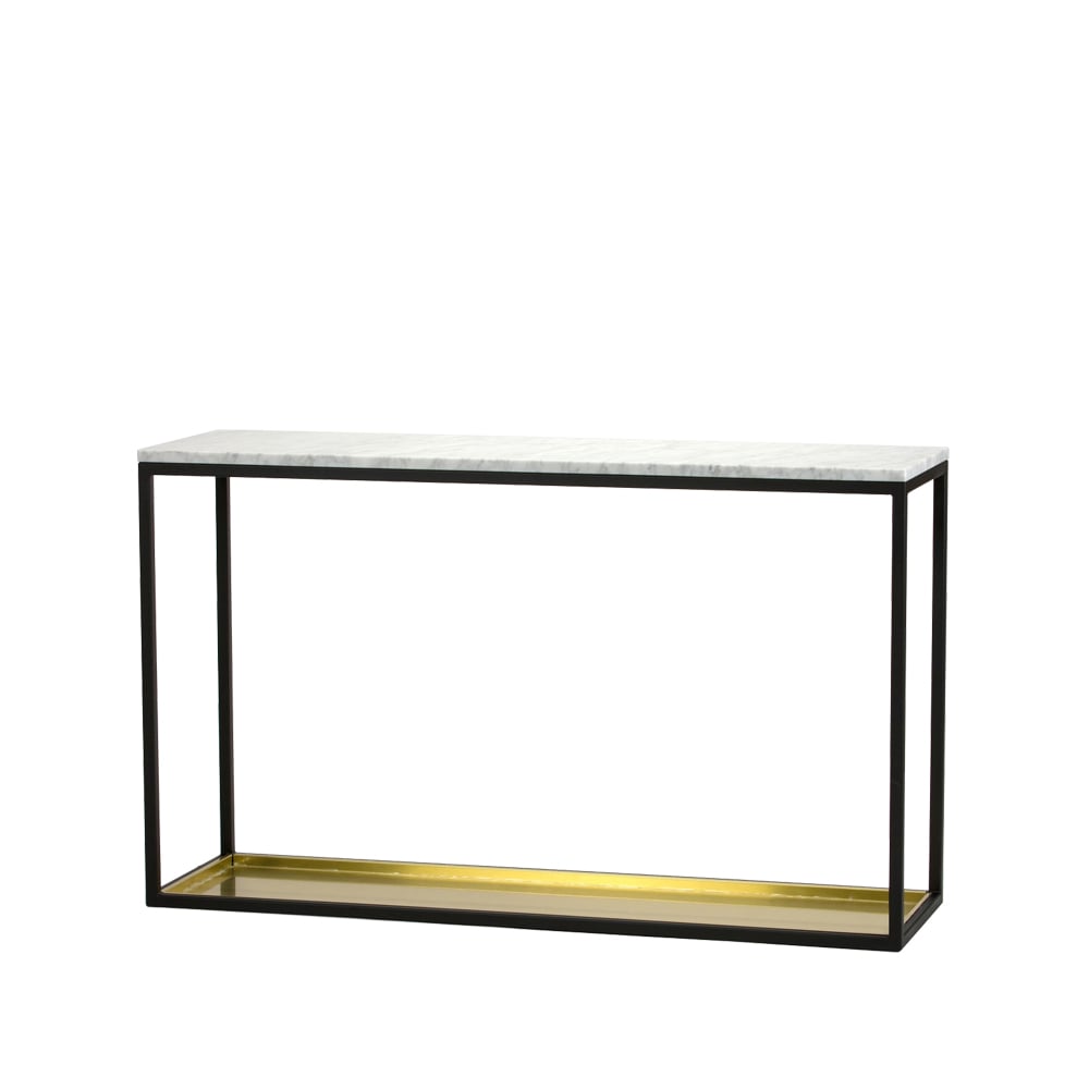 Scherlin Console table 11 Marble white, black lacquered stand