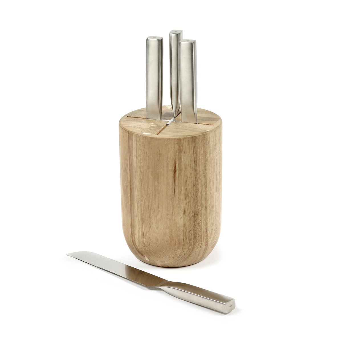 Serax Base knife set with knife block, 5 pieces Wood-steel grey