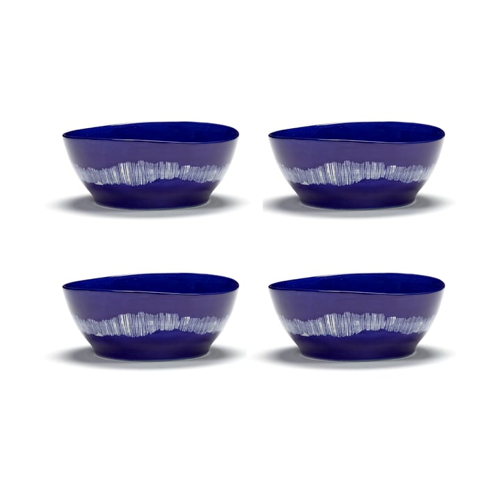 Ottolenghi Feast bowl L Ø17 cm 4-pack - Dark blue stripes-white - Serax