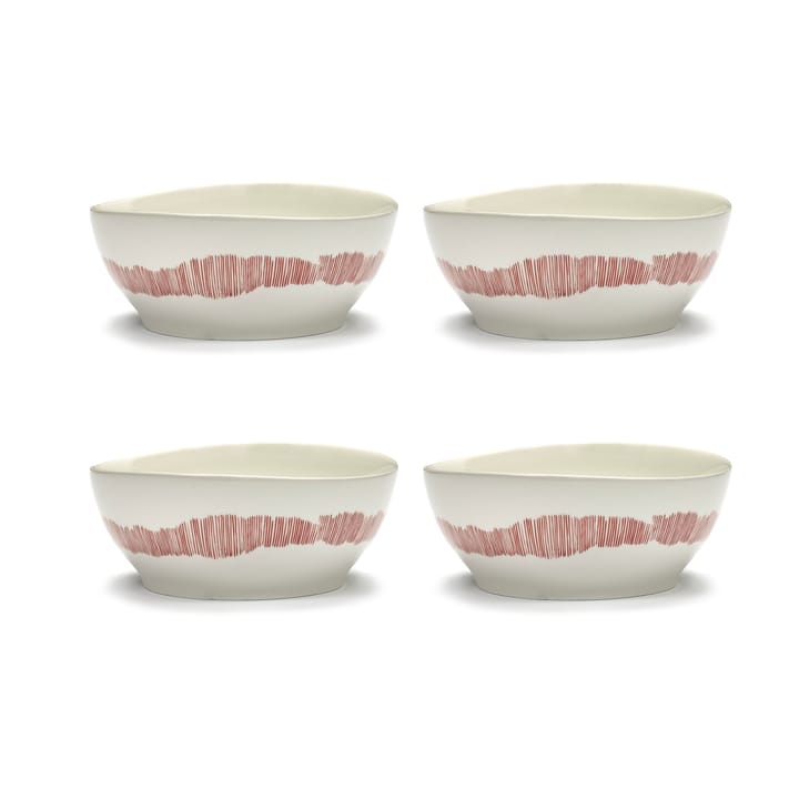 Ottolenghi Feast bowl L Ø17 cm 4-pack - White stripes-red - Serax