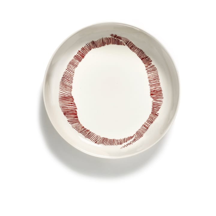 Ottolenghi Feast deep plate Ø22 cm 2-pack, White stripes-red Serax