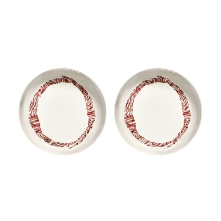 Ottolenghi Feast deep plate Ø22 cm 2-pack - White stripes-red - Serax