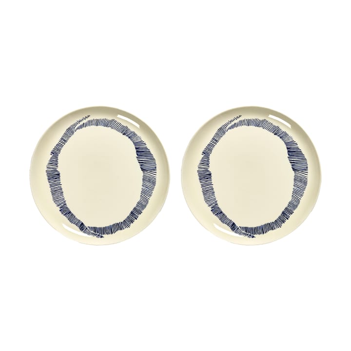 Ottolenghi Feast plate L Ø26 cm 2-pack - White stripes-blue - Serax