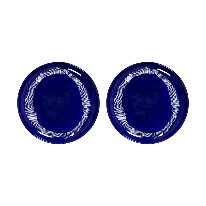 Ottolenghi Feast plate M Ø22,5 cm 2-pack - Dark blue stripes-white - Serax