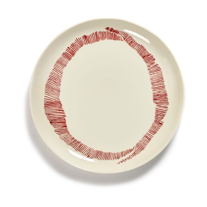 Ottolenghi Feast plate M Ø22,5 cm 2-pack - White stripes-red - Serax