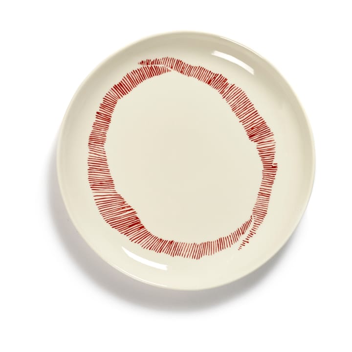 Ottolenghi Feast plate S Ø19 cm 2-pack, White stripes-red Serax