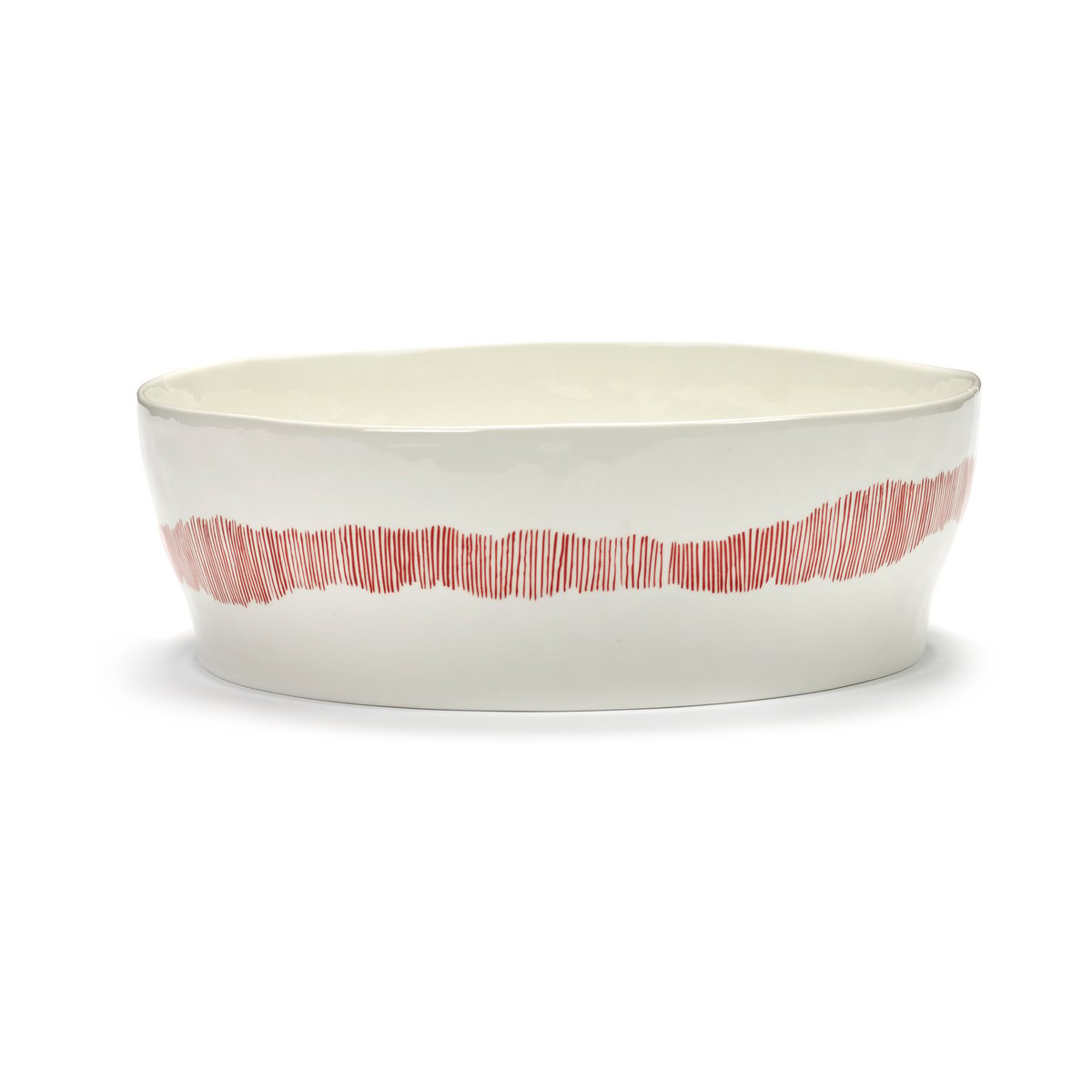 Serax Ottolenghi Feast salad bowl Ø27,5 cm White stripes-red